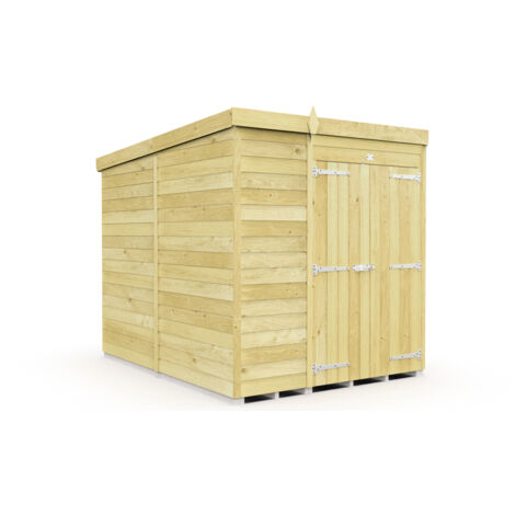 7 x 8 Feet Pent Shed - Double Door Without Windows - Wood - L231 x W214 x H201 cm