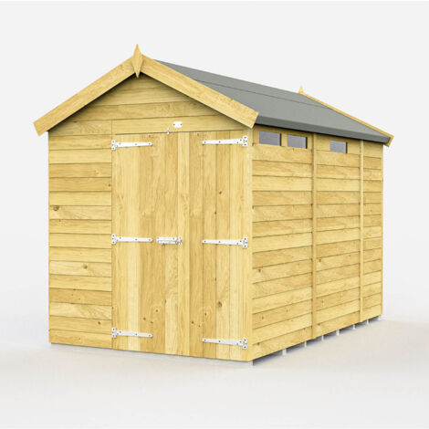 7 x 9 Feet Apex Security Shed - Double Door - Wood - L272 x W214 x H217 cm