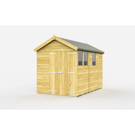 7 x 9 Feet Apex Shed - Double Door With Windows - Wood - L272 x W214 x H217 cm