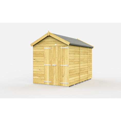 7 x 9 Feet Apex Shed - Double Door Without Windows - Wood - L272 x W214 x H217 cm