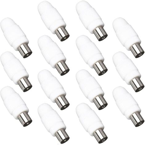 7 x Mâle + 7 x Femelle Adaptateur de Connecteur Coaxial D'antenne TV Blanc