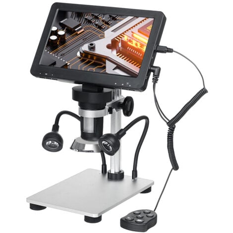 MAEREX 7-Zoll-Digitalmikroskop 1200X USB-Mikroskop mit drehbarem Bildschirm, 8 LED-Leuchten, kabelgebundener Controller-Mikroskopkamera