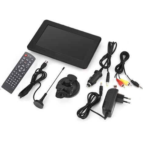 7-Zoll-HD-Fernseher (16:9), tragbar, analog/digital, für Auto und Zuhause, mit EU-Stecker (110–220 V)