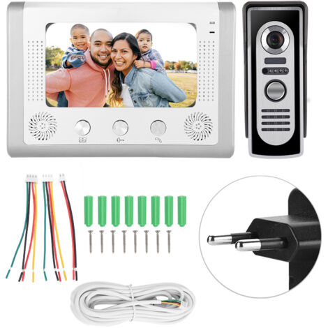 7-Zoll-Infrarot-TFT-LCD-Bildschirm für kabelgebundene Video-Türklingel, Sicherheitsmonitor, 100–240 V EU