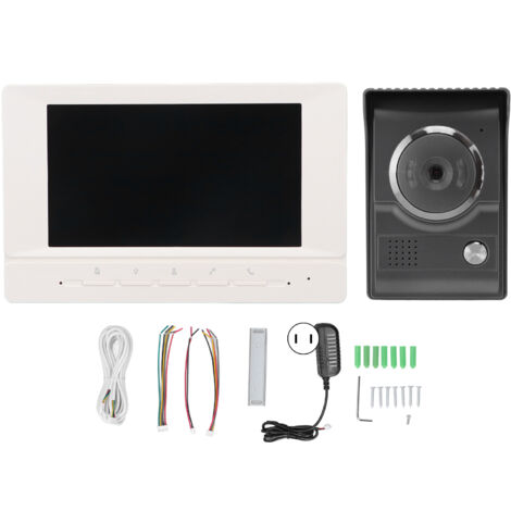 7-Zoll-Video-Türklingel mit visueller Gegensprechanlage, HD-Nachtsicht, IP55 wasserdicht für Haus und Wohnung, 100–240-V-Netzteil