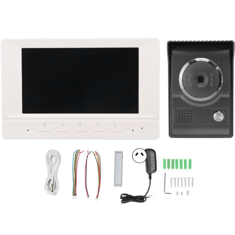 7-Zoll-Video-Türklingel mit visueller Gegensprechanlage, HD-Nachtsicht, IP55 wasserdicht für Haus/Wohnung, 100–240-V-Netzteil