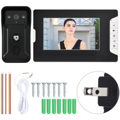 7-Zoll-Video-Türsprechanlage mit Kabel – Türklingel mit Infrarotkamera und wasserdicht (100–240 V Netzteil, US-Stecker)