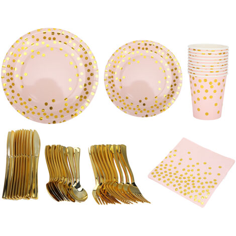 70 Assiettes Jetables Rose Doré pour Anniversaire, Mariage, Fêtes - Élégant et Pratique