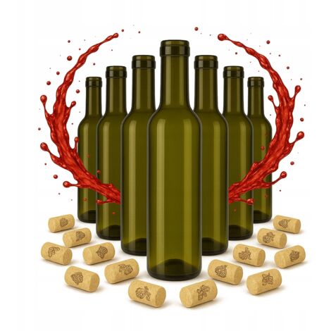 70 botellas de vino de 375 ml de vidrio oscuro para licores, jarabe de vino y vinagre.