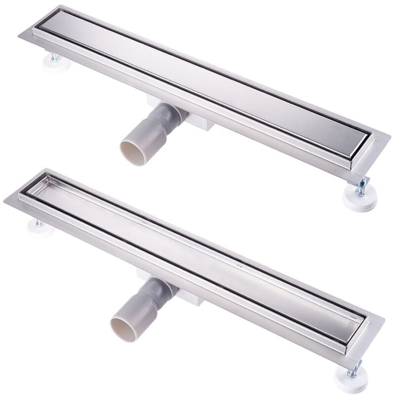 Finmrys - 70 cm Caniveau Douche Italienne ( 2 en 1 ) Acier Inoxydable Caniveau de Sol à l'italienne Grille, Drain de Douche Extra Plat avec