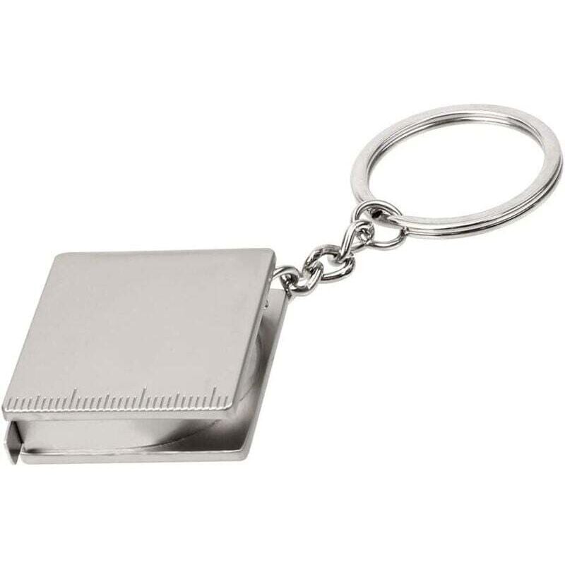 Image of 70 cm langes Edelstahl-Maßband, Mini-Lineal mit Schlüsselring, 33 x 33 mm.