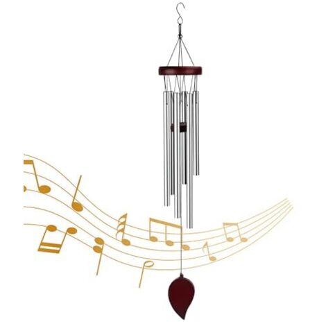 70 cm Windspiele für Draußen Hängend, Windspiele für Draußen, Alu-Röhren Windspiel, Chimes Metall Wind,Windspiel Metall, Hof, Terrasse und Heimdekoration, Rot,Butyeak