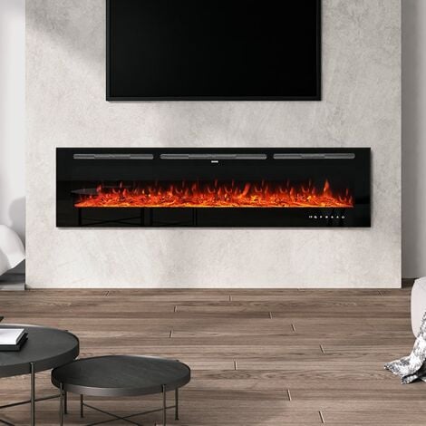 70 Inch LED Electric Fireplace Wall Mounted Wall Insert Heater 9 Flame Colours