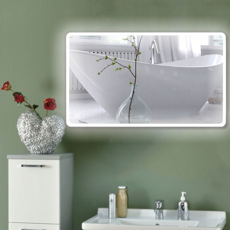 Haloyo - 70 x 120 cm led Miroir Salle de Bain avec Commande par Effleurement ®,Blanc froid