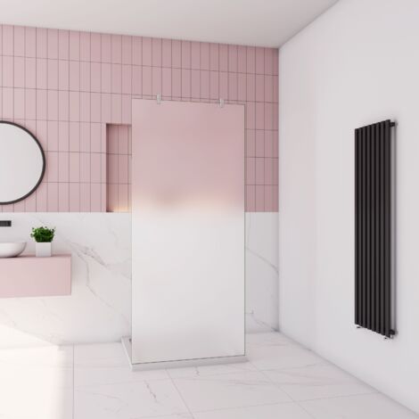 70 x 200cm begehbare Dusche Walk in Milchglas mit Glasschutzfolie 10mm NANO Glas Duschkabinen mit 2x140cm Stabilisator