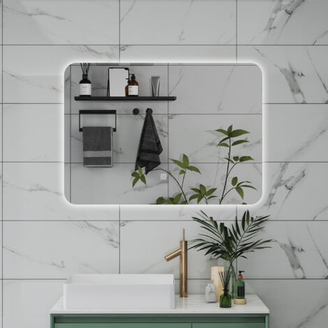 70 X 50CM SPECCHIO DA BAGNO CON LED, RETTANGOLARE, TOUCH, MEMORIA, DIMMERABILE, RETROILLUMINATO