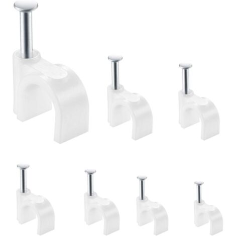 700 attaches de câble avec clou rond en acier, serre-câbles, clips pour câbles, système de fixation pour câbles - 4 mm, 5 mm, 6 mm, 7 mm, 8 mm, 10 mm