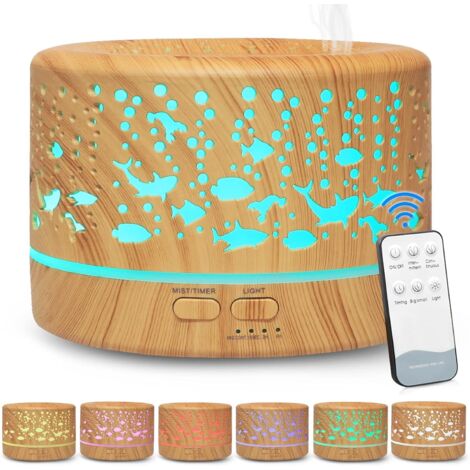 700 ml Diffusoren für ätherische Öle, elektrischer Ultraschall-Aromatherapie-Luftbefeuchter, 7 Farben LED-Licht, tolle Geschenke für Weihnachten – Hollow Out Ocean World, Dunkelbraun