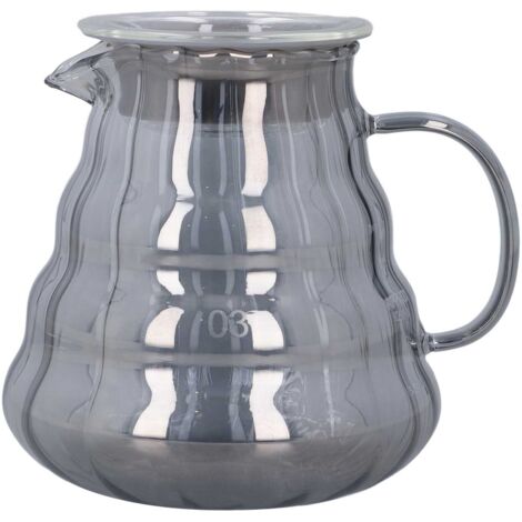 700-ml-Glaskaffeekanne mit Filter – Manuelle Filterkaffeemaschine, galvanisiertes graues Streifenmuster, 8,4 x 14 cm