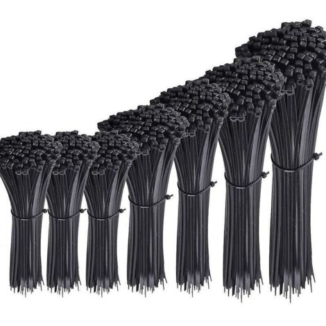700 Pièce Colliers Nylon de Serrage de Noir, Longueurs 4"/ 6"/ 8"/ 10"/ 12"