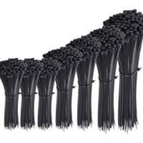 700 Pièce Colliers Nylon de Serrage de Noir, Longueurs 4"/ 6"/ 8"/ 10"/ 12"