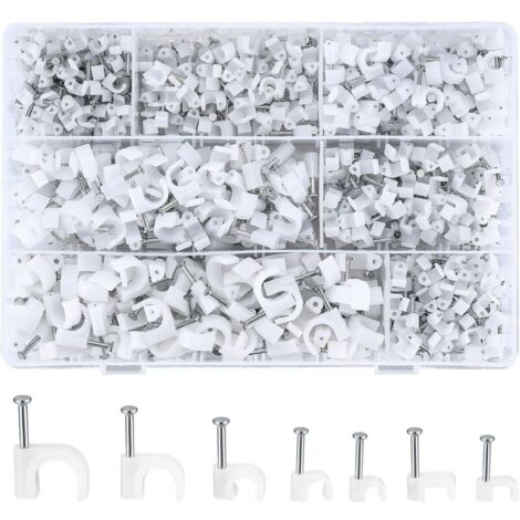 700 serre-câbles ronds avec clou en acier, serre-câbles ronds, serre-câbles électriques blancs, 4 mm/5 mm/6 mm/8 mm/10 mm-AquaForge