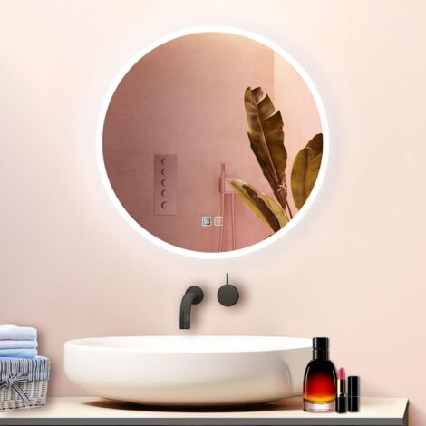 700700MM Round Mirror with Dimmable 3 Colors LED, Demister, Memory Function, Touch and wall switch