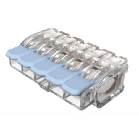 70085 Eur'ohm Borne De Connexion Rapide à Levier 5p Pour Fils Souples Et Rigides 0,2 à 6mm² - Boite De 15