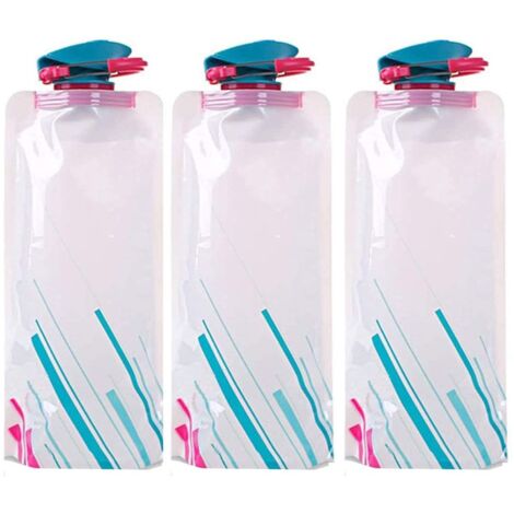 700ML Bouteilles d'eau Set de 3 Bouteille d'eau Sac de Bouteille (Blanc)