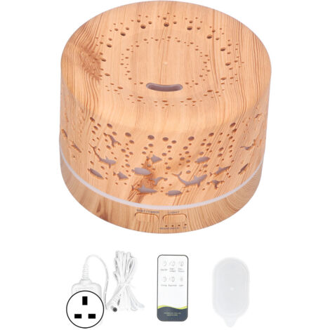 700ml Humidifier Wood Grain Remote Control Aroma Diffuser Bluetooth Speaker with Night Light for Home100‑240V UK Plug