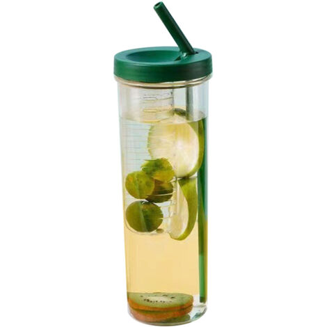 700ml Straw Cup Transparent Plastic Water Bottle with Straw Portable Juice Cup Drinking Bottle Grass Green