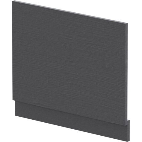 700mm Edge/Power Straight End Bath Panel & Plinth - Textured Woodgrain Graphite Grey