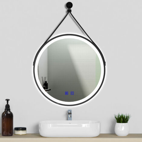 700MM Round Demister Bathroom Mirror with 3 Colours Dimmable LED Lights, Dual control Wall Mounted, IP44, Variable light 2 color light strip, Blackout memory