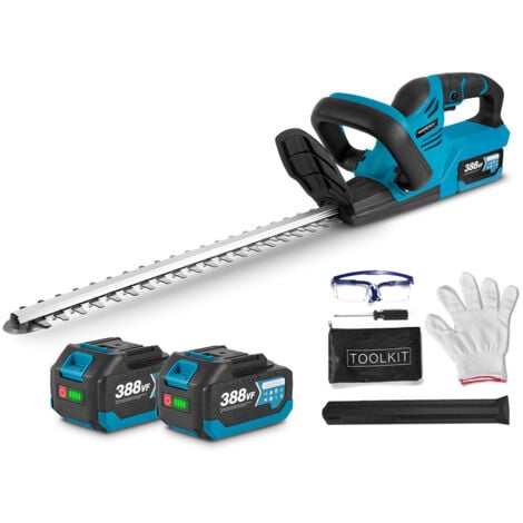 ONEVAN 700W Elektrische Heckenscheren 51cm Akku-Heckenschere mit 2 Batterie + Ladegerät