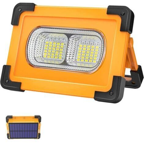 700W Projecteur LED Rechargeable3Modes Super Brillant Lampe de Travail Projecteur LED Portable avec Pannea Solaire Lampe Chantier pour Chantier, Camping, Pêche, éparation de voiture, Bricolage