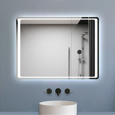 700x500mm LED Bathroom Mirror with Lights Sensor Switch Illuminated Bathroom Mirror with Demister Pad for Makeup Cosmetic Shaving