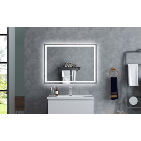 700x500mm Rectangular Bluetooth Three-Color Adjustable LED Bathroom Mirror with Anti-fog, Razor Socket, Memory Function, IP44