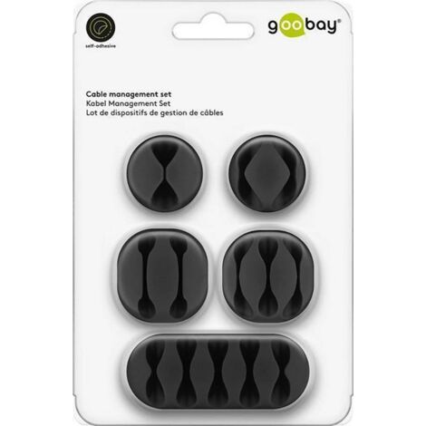 70683 Goobay Set Cable Management - Noir - Lot de dispositifs de gestion de câbles