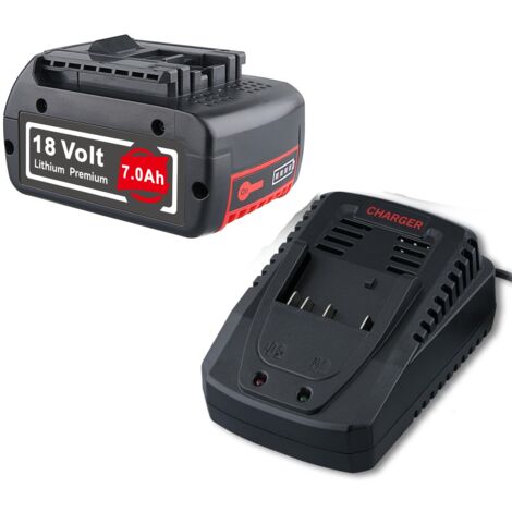 7.0Ah 18V Lithium Akku BAT609 und Akku 14.4-18V Ladegerät AL1820CV Kompatibel mit Bosch BAT618 BAT609 BAT622 BAT609G BAT610G