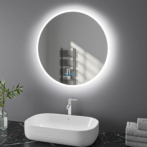 70cm Badspiegel mit Beleuchtung Rund Kaltweißer Warmweiß dimmbar LED Badezimmerspiegel Beschlagfrei