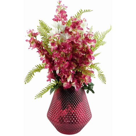70cm Dark Pink Artificial Delphinium Flower Arrangement Pink Vase