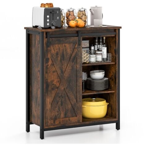 COSTWAY 70cm Farmhouse Accent Storage Cabinet Rustic Sideboard Buffet Cabinet