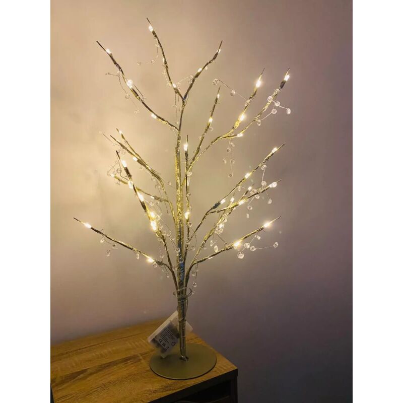 70cm Jewel Glitter Tree 48 LED Light - Gold