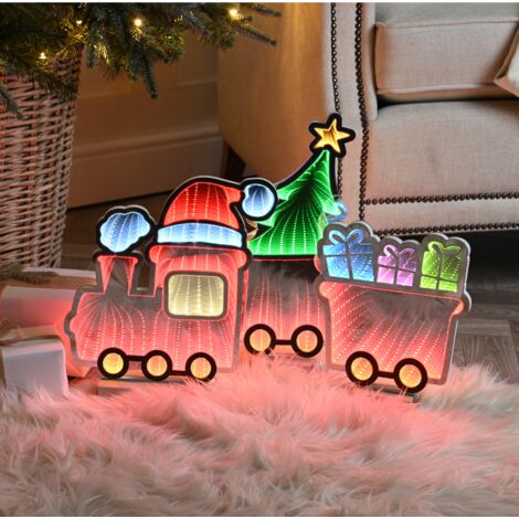70cm Light up Infinity Christmas Train with 2 Carriages and Multi-Coloured LEDs