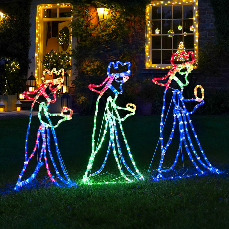 70cm 3 Kings Nativity led Rope Light Silhouette Motif Christmas Decoration Outdoor - Multi Colour