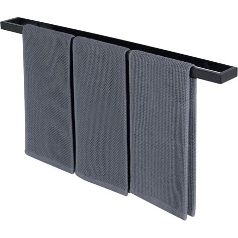 70CM Porte Serviette Salle de Bain, Support Serviette Mural en Acier Inoxydable pour Cuisine Lavabo Toilette, Montage à Vis, Noir Mat, EGJF070-B