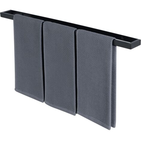 70CM Porte Serviette Salle de Bain, Support Serviette Mural en Acier Inoxydable pour Cuisine Lavabo Toilette, Montage à Vis, Noir Mat, EGJF070-B