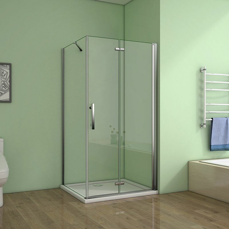 120cm Tür x 70cm Seitenwand xH.195cm 6mm nano glas Falttür Drehtür
