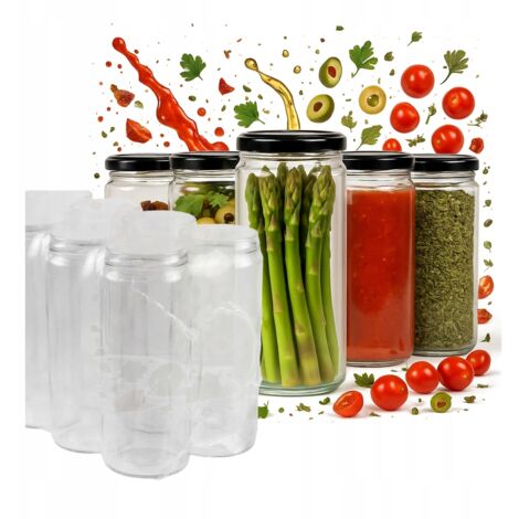 70x Barattolo LUNGO 500ml per MARMELLATA, MIELE, CONSERVE, CETRIOLI, SPEZIE + COPERCHIO 0,5l