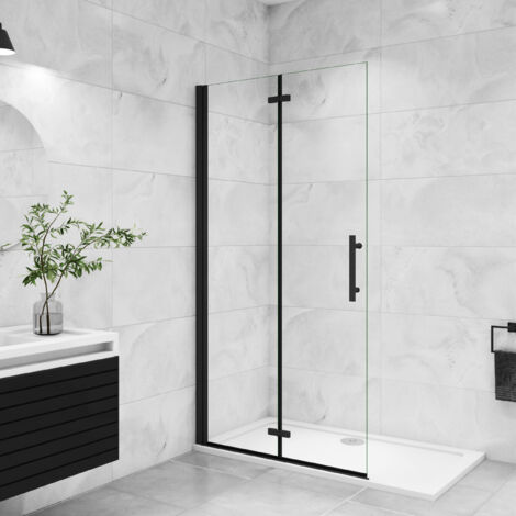 70x195cm 6mm Nano ESG Glas Walkin Schwarz Falttür+drehtür+Scharniertür Duschwand Duschabtrennung
